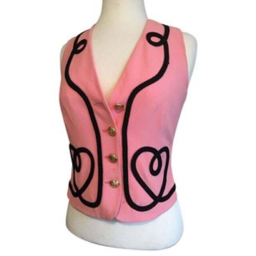 Moschino Cheap and Chic Vest black Rope 4 gold  Buttons sz M runs small